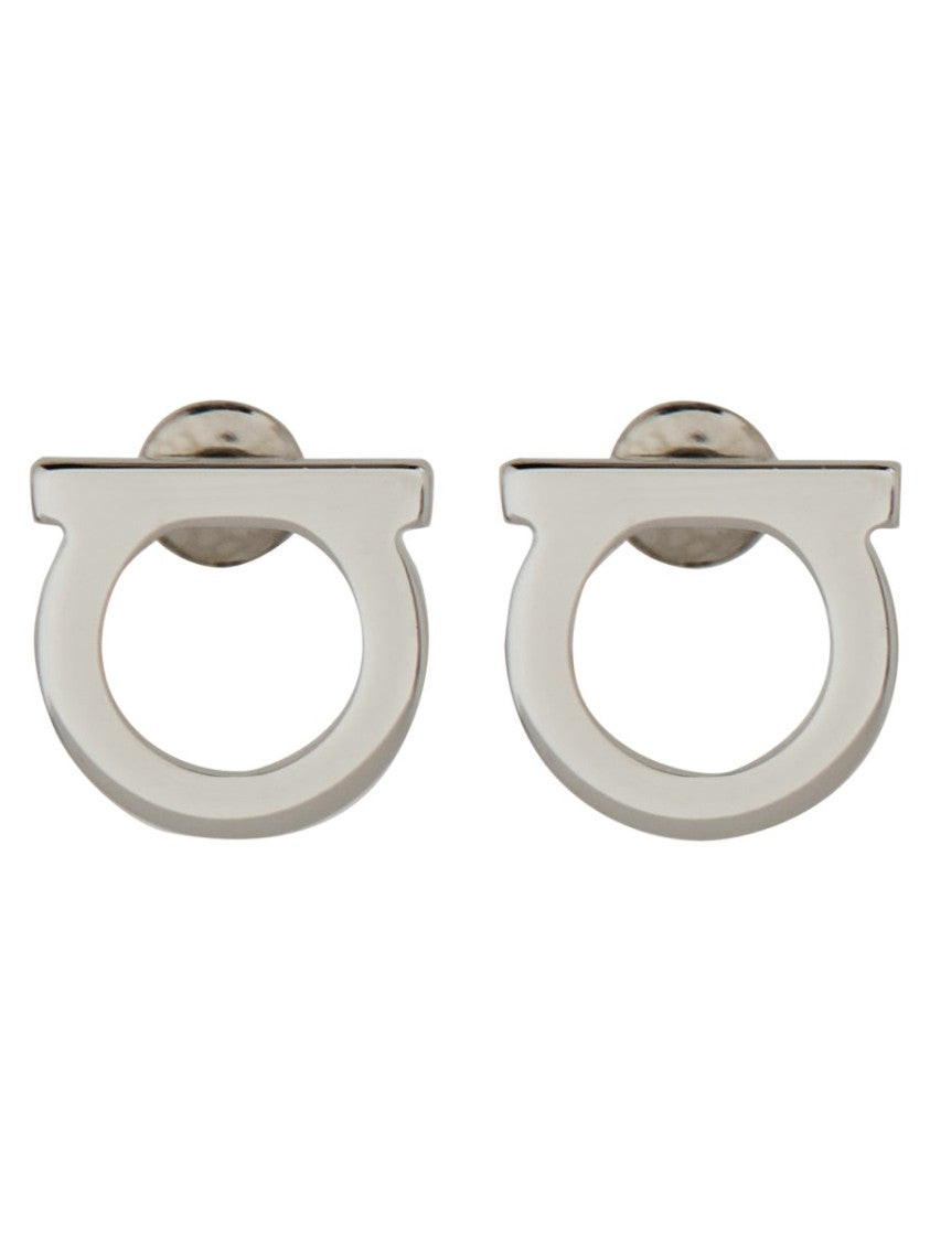 Ferragamo Rounded Horseshoe Design Earrings With Polished Finish