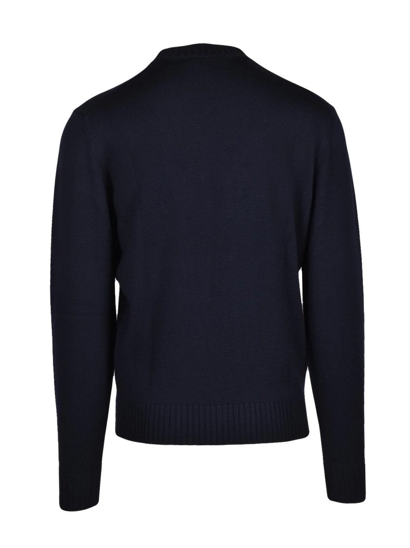 Filippo De Laurentiis Virgin Wool Crew Neck Pullover With Ribbed Detailing