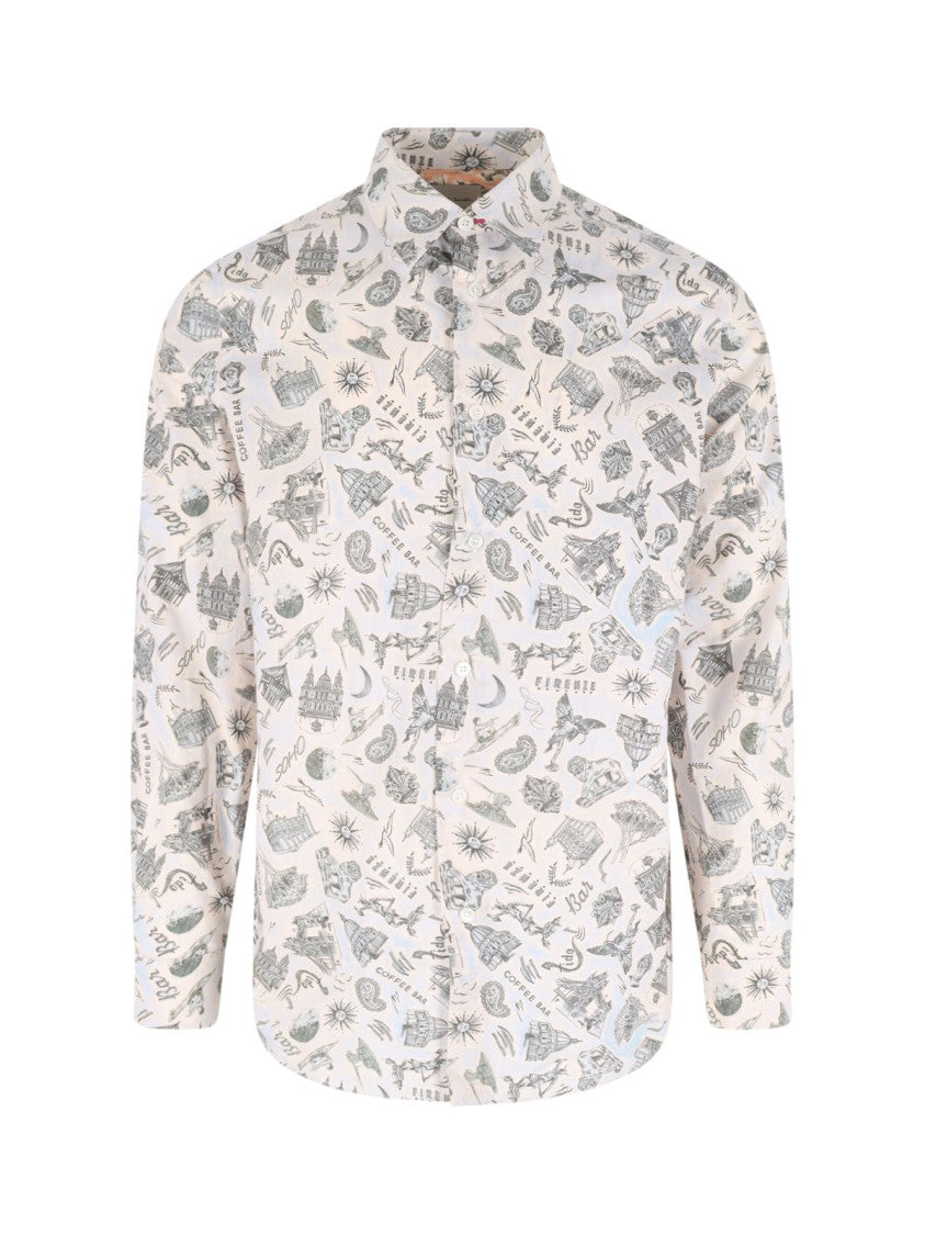 Paul Smith Souvenir' Shirt – Cream With Blue Print