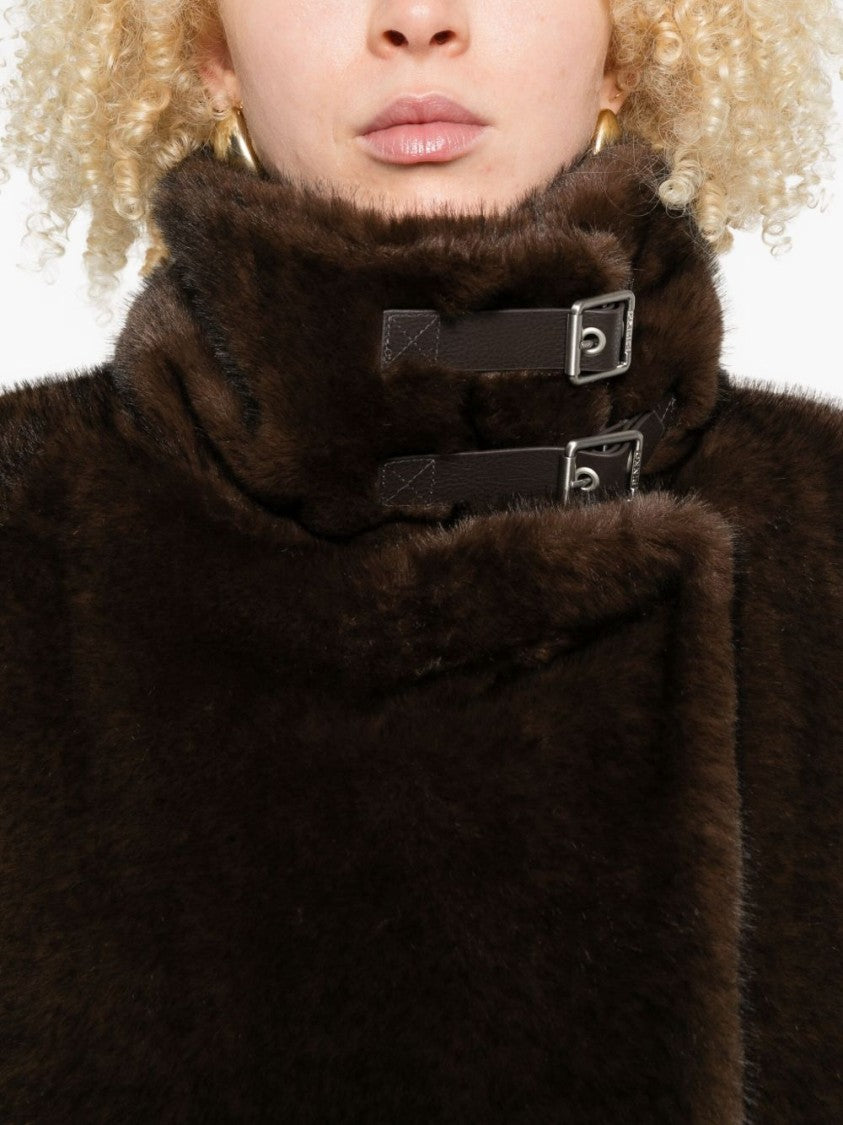 Pinko Plush Short Coat With High Collar