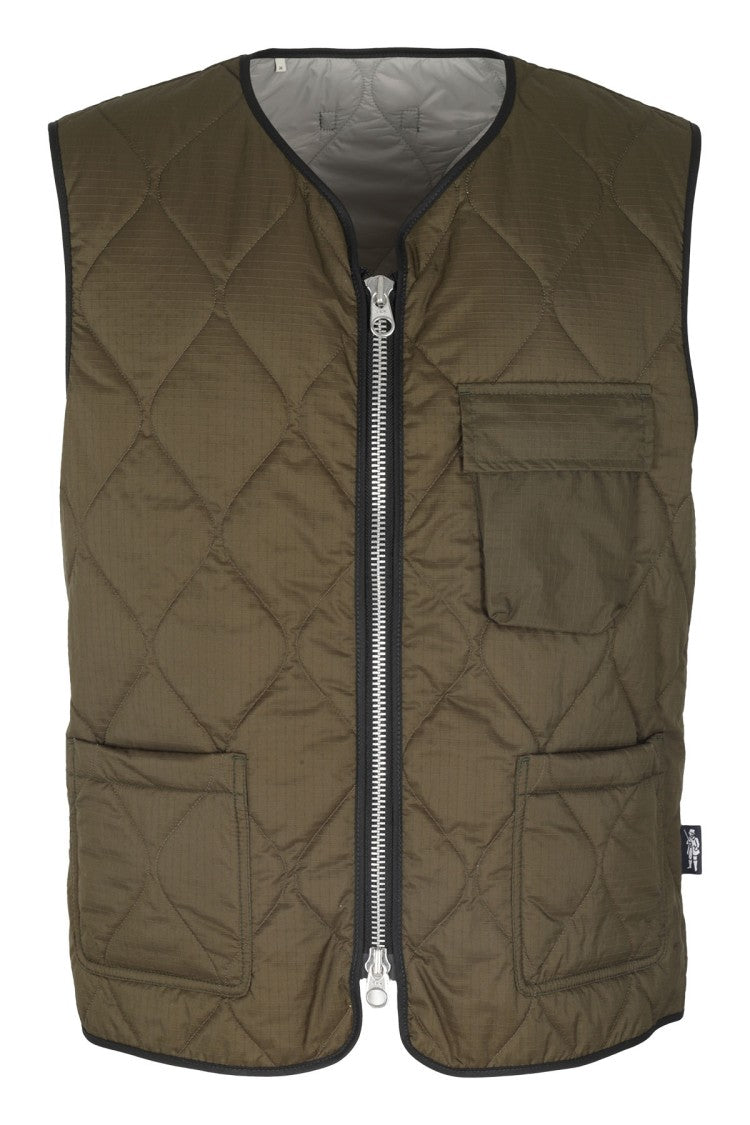 Mackintosh Quilted Khaki Vest With Flap Pockets