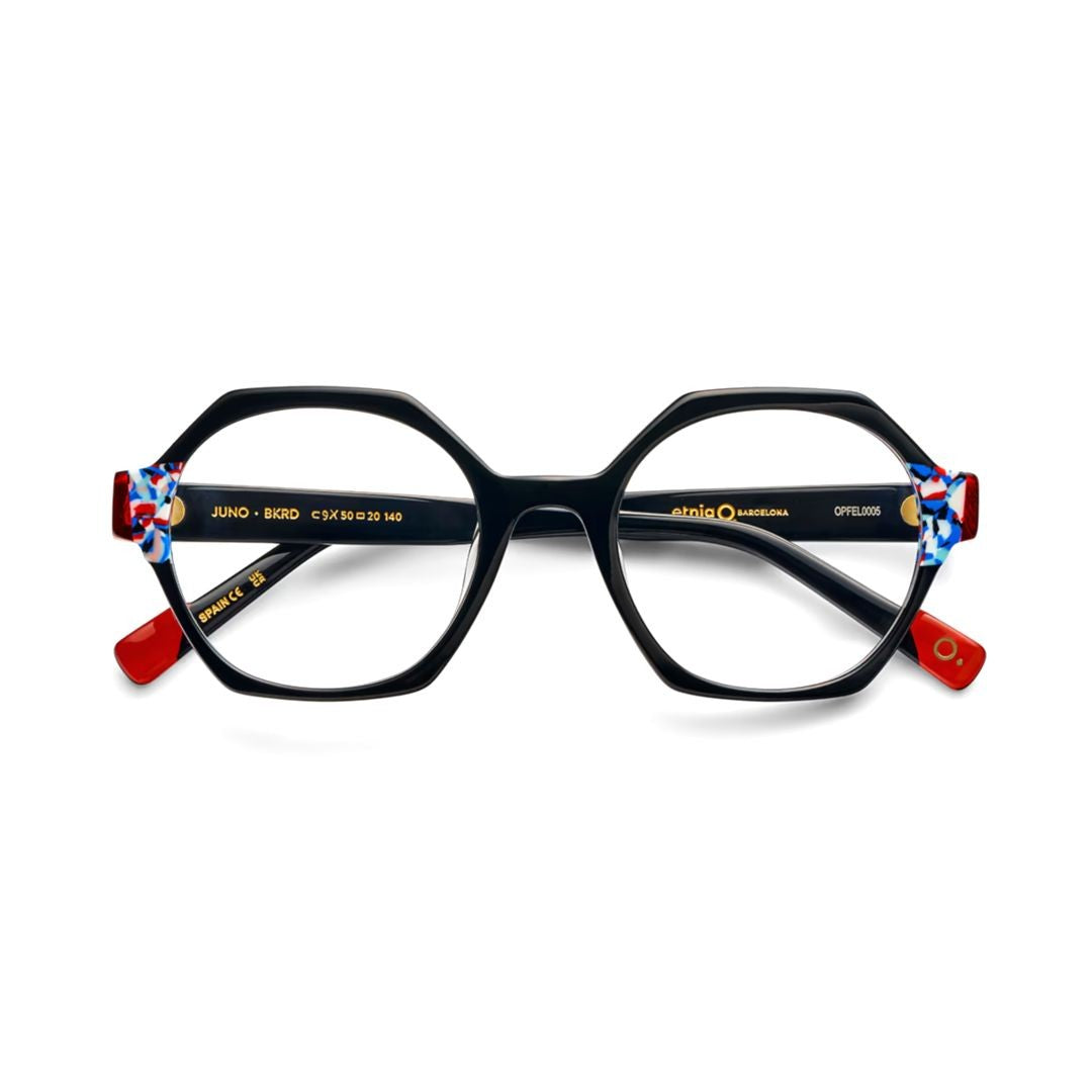 Etnia Barcelona Juno Geometric Frame Sunglasses With Colorful Temple Accents