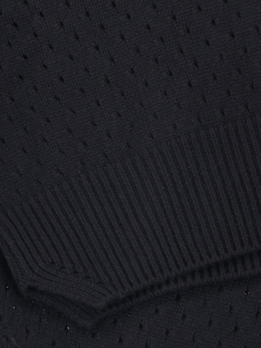 Ermanno Scervino Perforated High Turtleneck Cashmere Cardigan