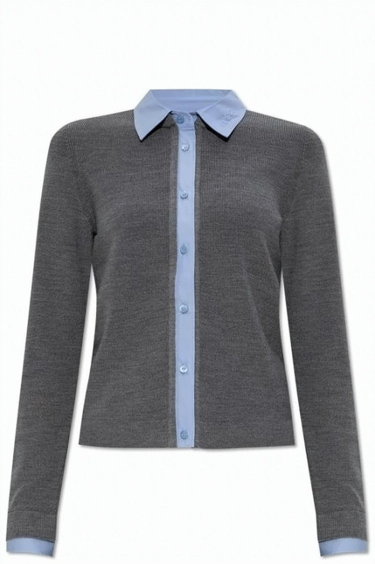 Gucci Textured Knit Cardigan With Contrasting Collar And Button Placket