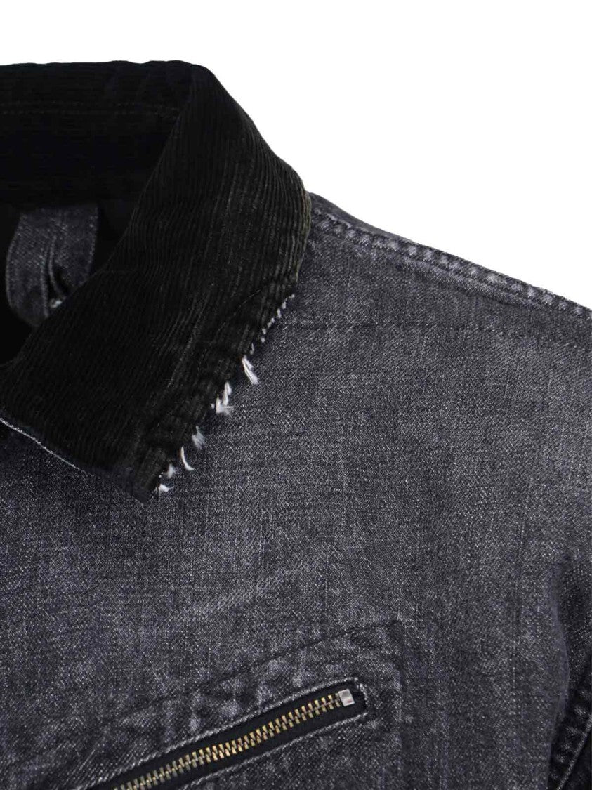 Maison Margiela Black Denim Zip Jacket With Classic Collar