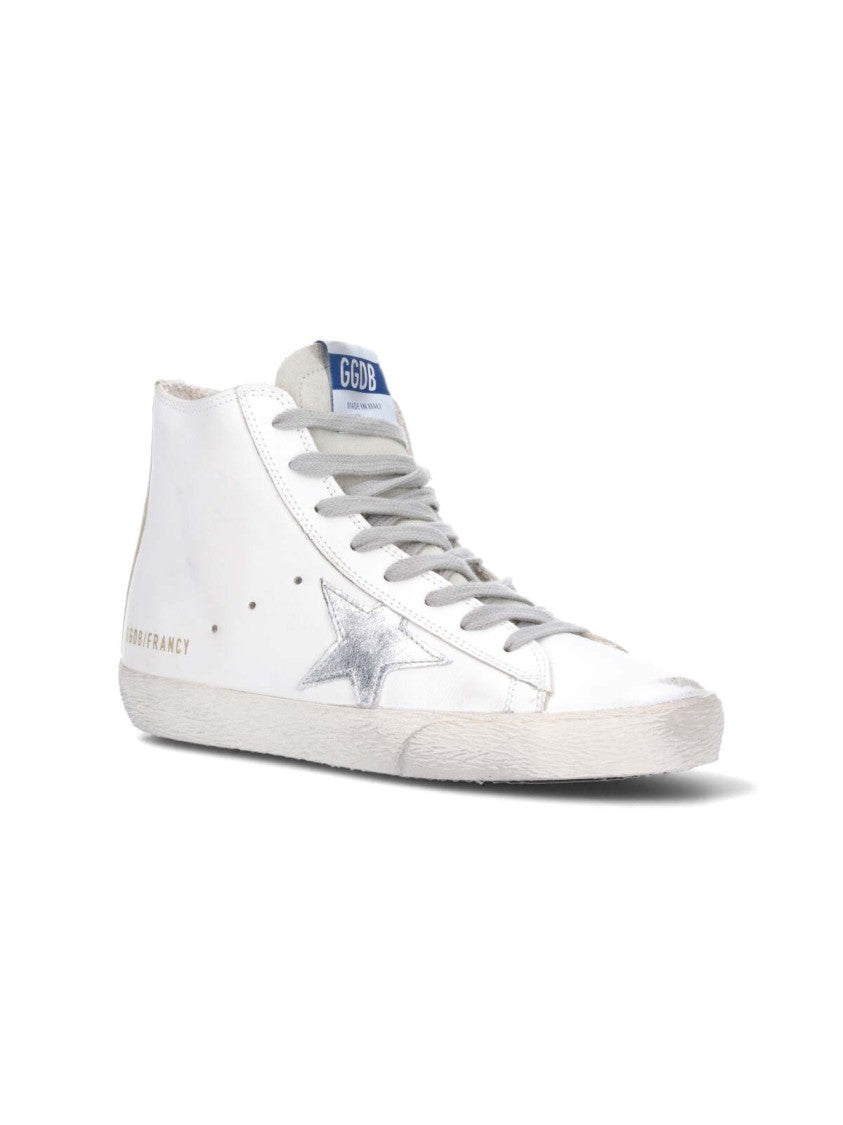 Golden Goose White Francy Distressed Calf Leather Sneakers