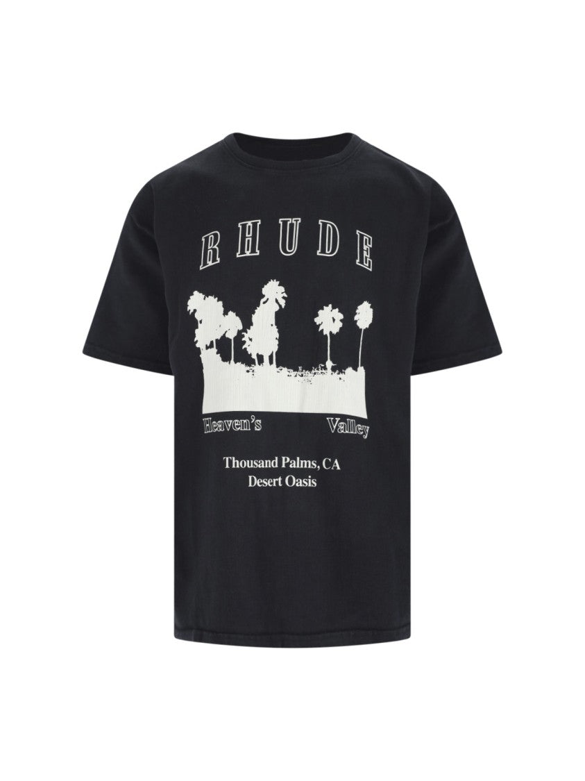 Rhude Timeless Black T-Shirt With Crew Neckline