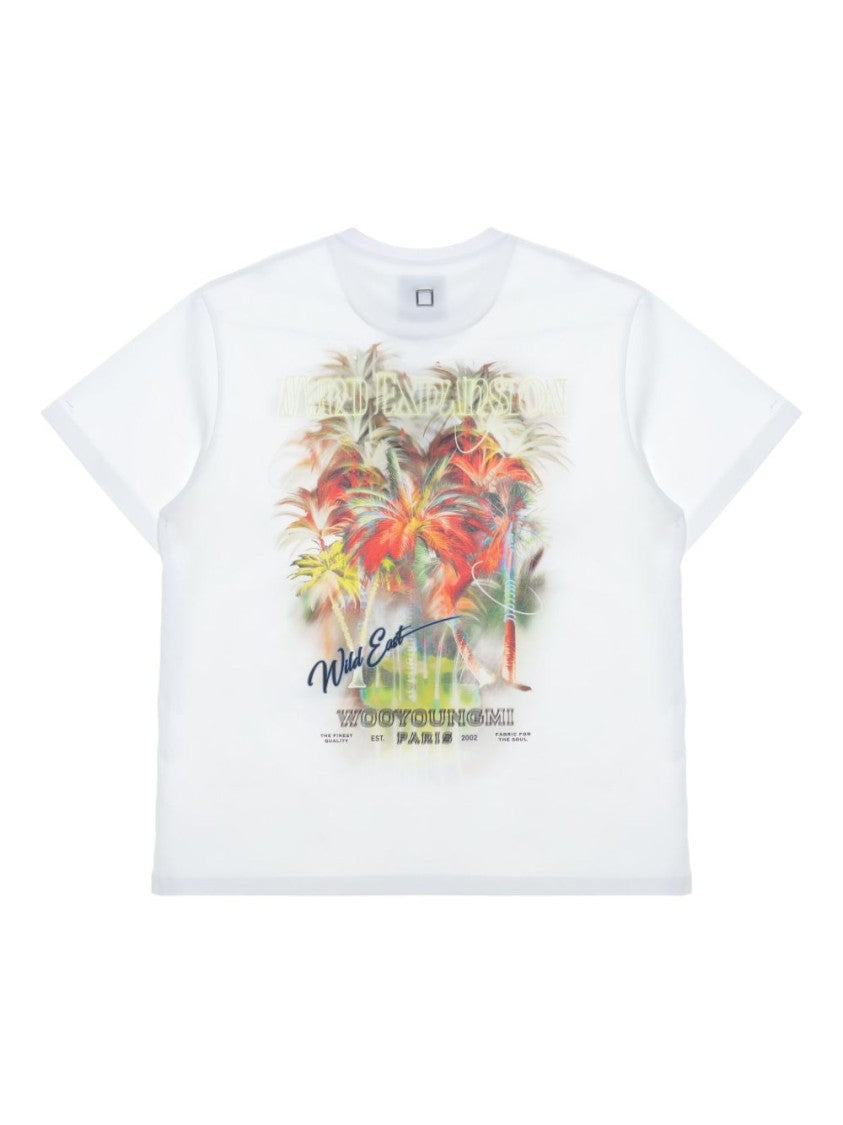 Wooyoungmi Cotton T-Shirt Featuring Tropical Print