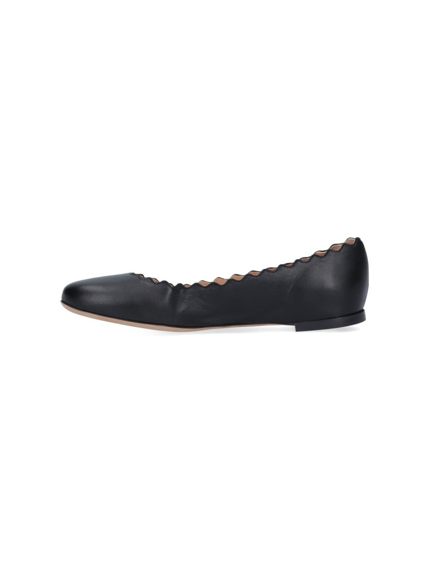 Chloé Pointed-Toe Scalloped-Edge Flats
