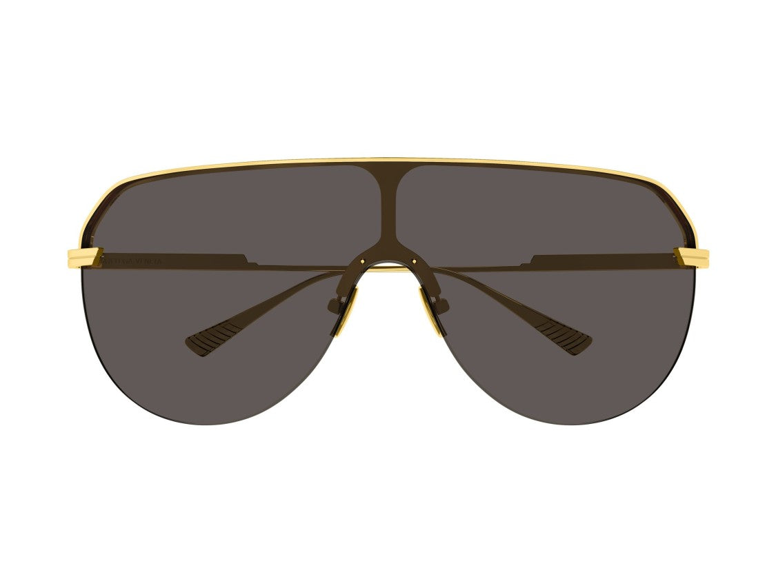 Bottega Veneta Bv1478s Gold Metal Frame Oversized Shield Sunglasses