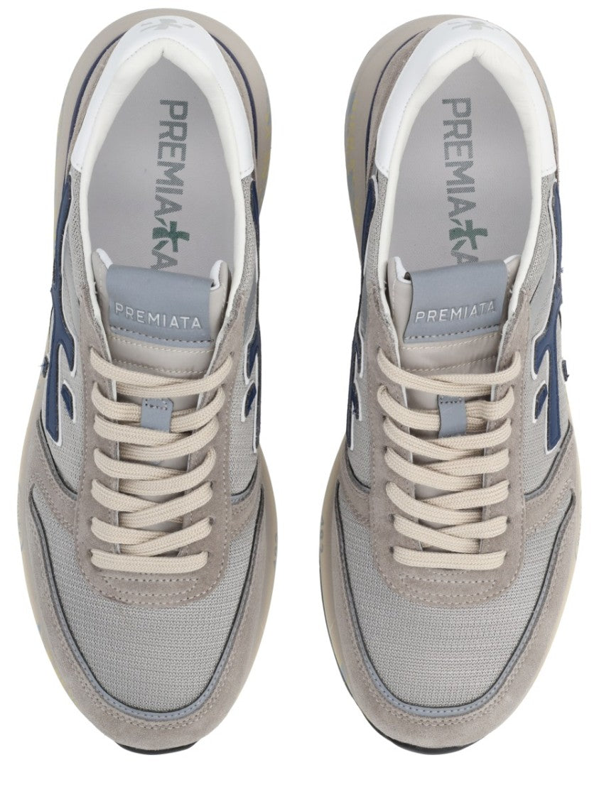 Premiata Mick Mesh Suede Navy Logo Sneakers