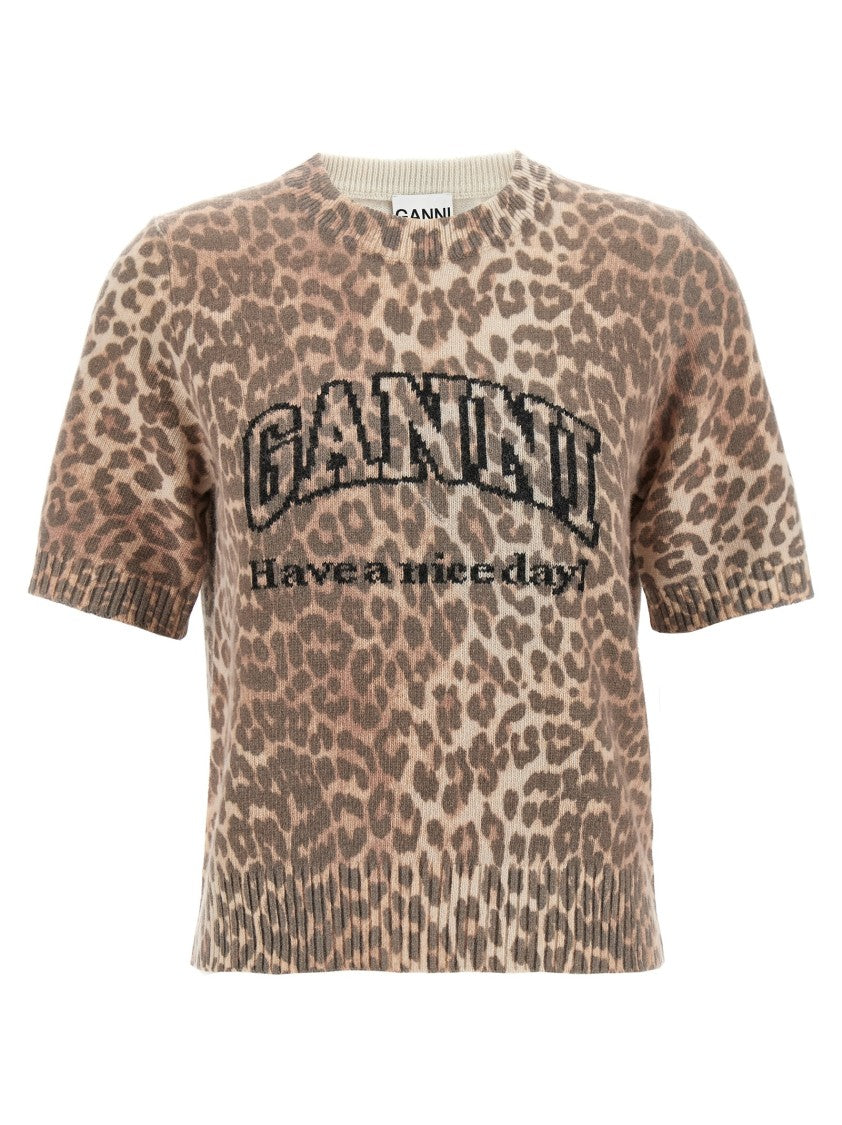 Ganni Leopard Wool Mix' T-Shirt