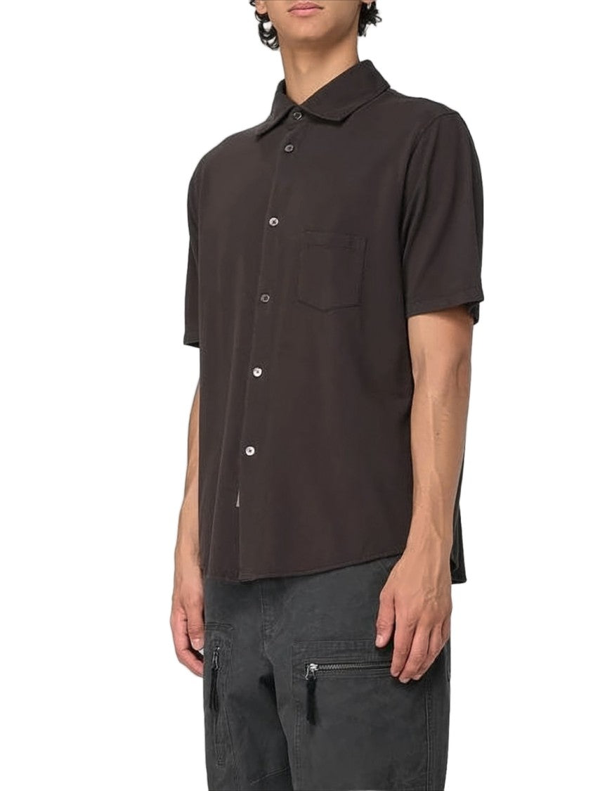 Our Legacy Classic Black Short-Sleeve Shirt With Button-Down Front