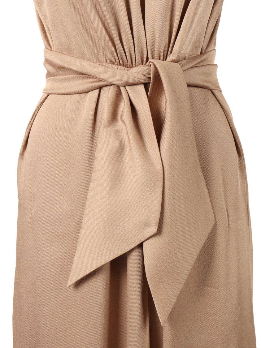 Emporio Armani Gathered Bodice Fabric Belted Midi Dress