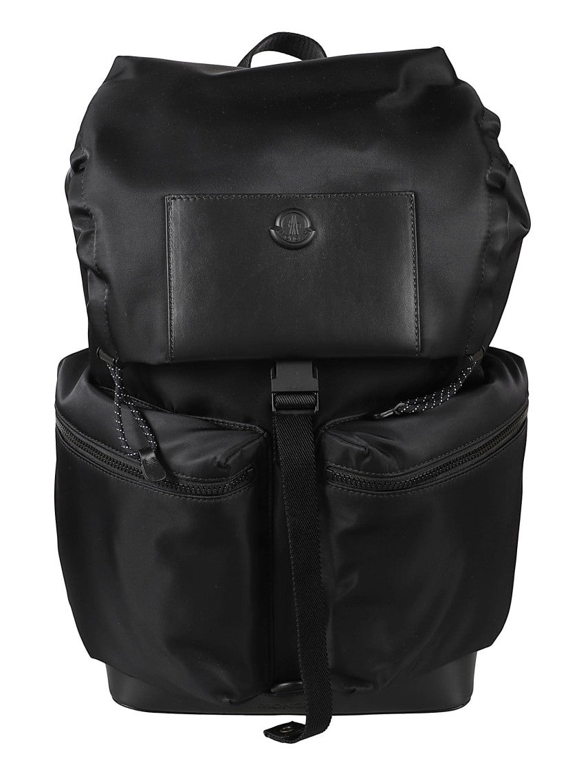 Moncler Black Polyamide Backpack With Flap Top And Buckle Closure