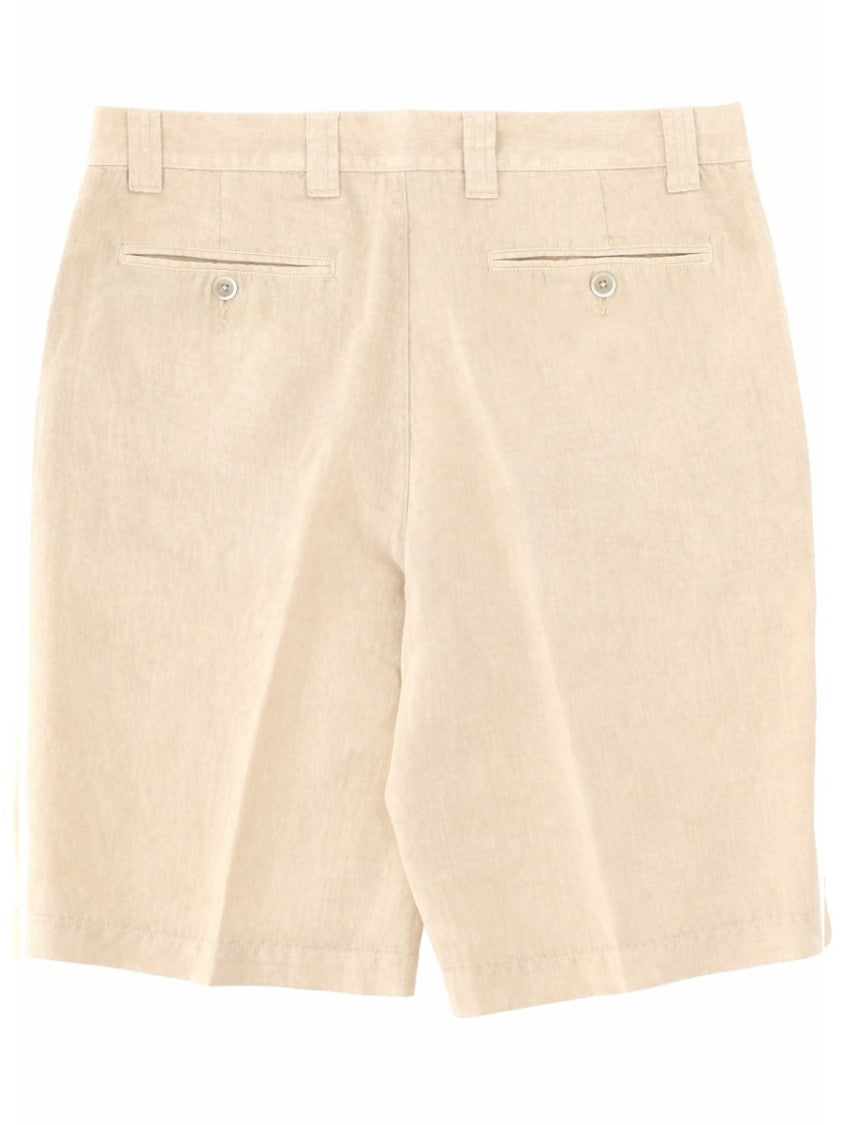 120% Lino Light Beige Tailored Linen Shorts