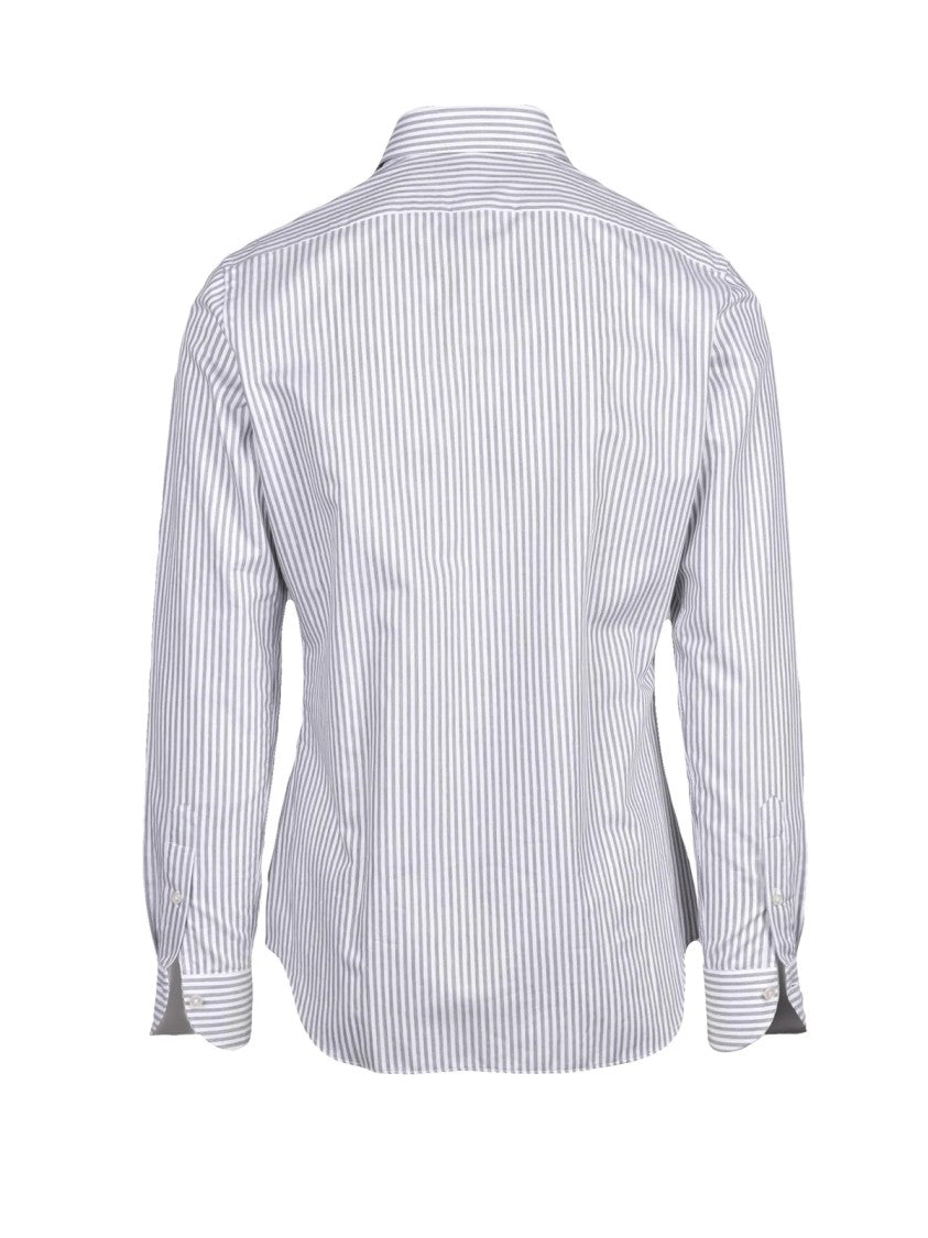 Xacus Grey Striped Cotton Shirt