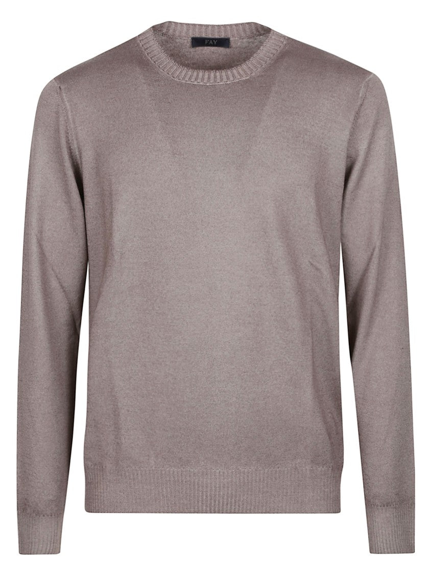 Fay Round Neck Fine Virgin Wool Sweater
