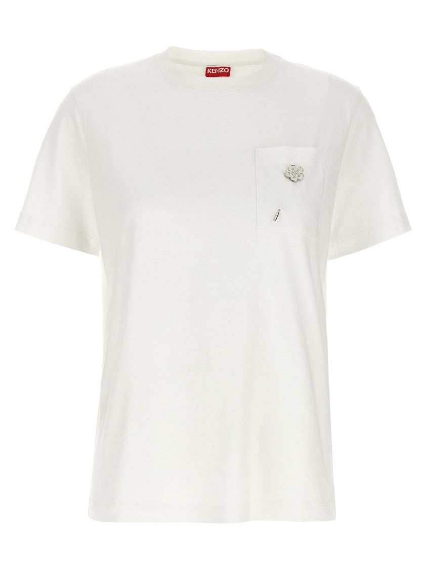 Kenzo Cotton T-Shirt With Removable Brooch