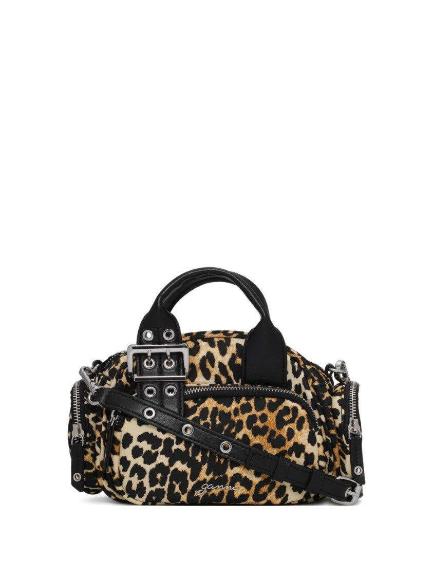 Ganni Multicolour Nylon Handbag With Bold Leopard Print
