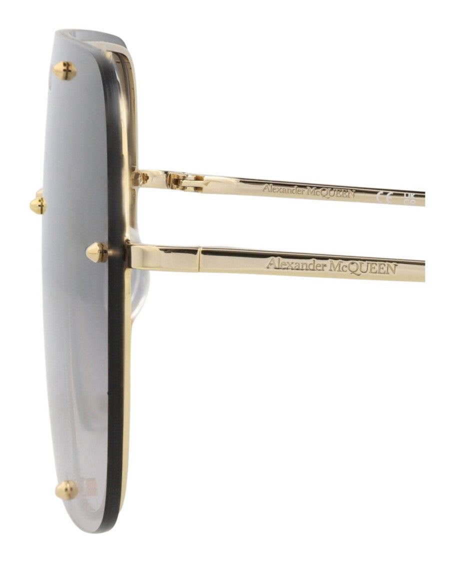 Alexander Mcqueen Shield-Frame Metal Sunglasses
