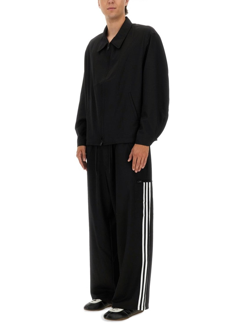 Y-3 Loose Black Jogger Pants With Adjustable Drawstring And Striped Details