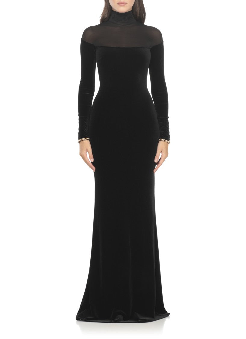 Elisabetta Franchi Velved And Jersey Red Carpet Dress