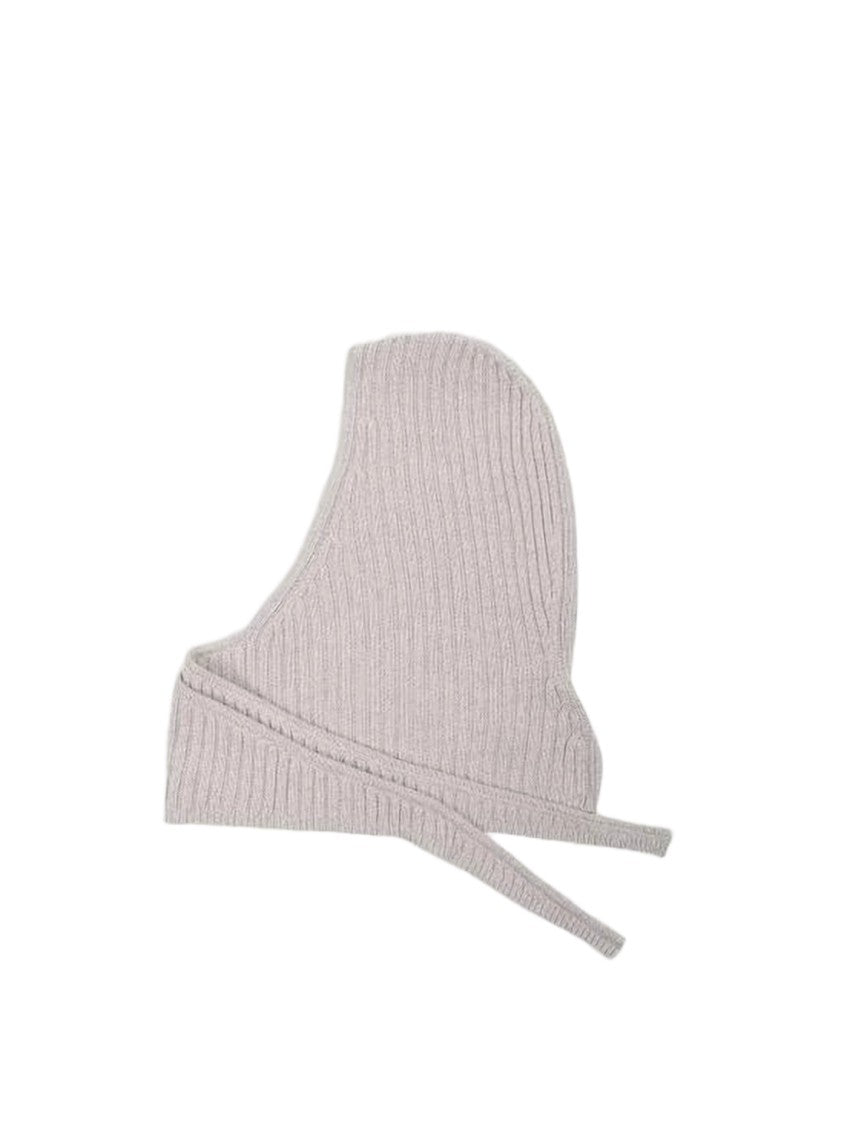 Ganni Ribbed Knit Balaclava With Tie Closure