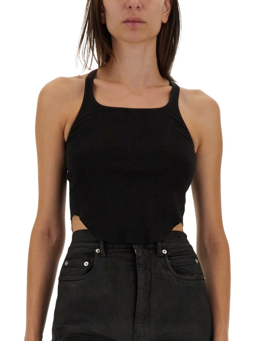 Drkshdw By Rick Owens Fitted Black Cotton Tank Top