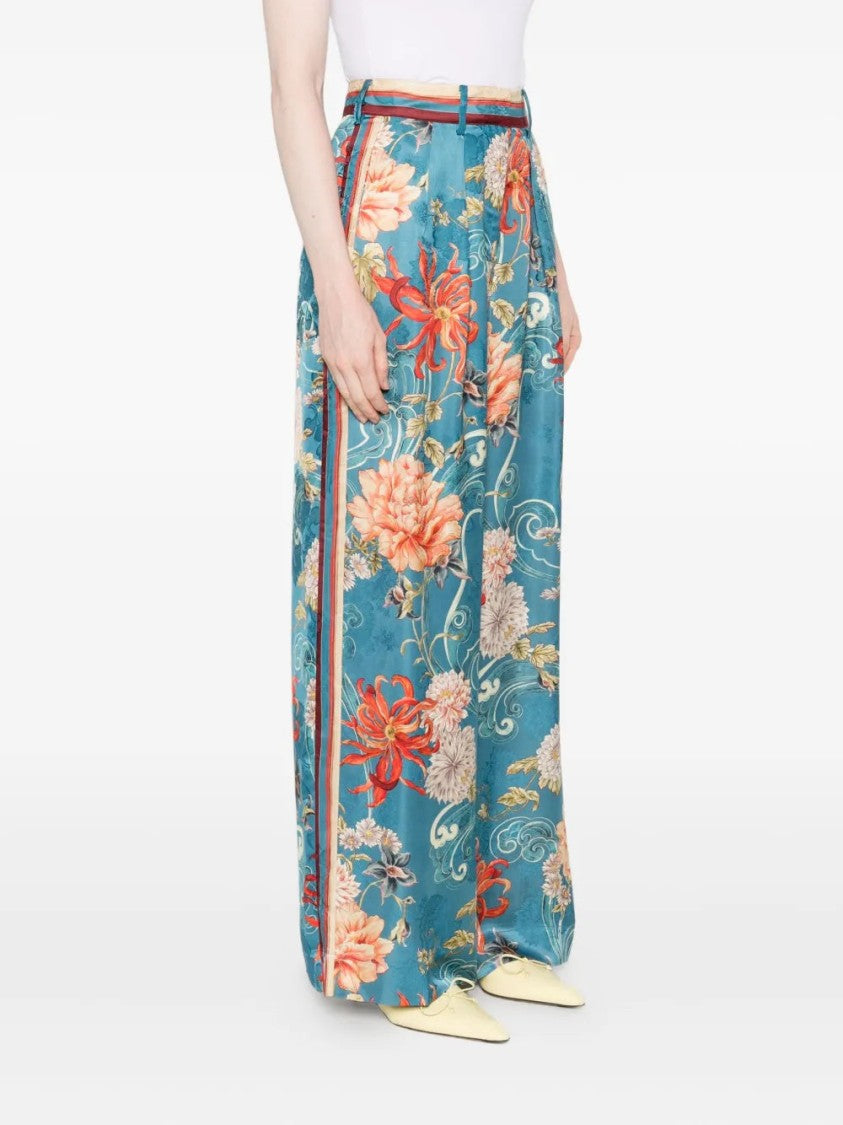 Alemais Floral-Print Pleated Trousers