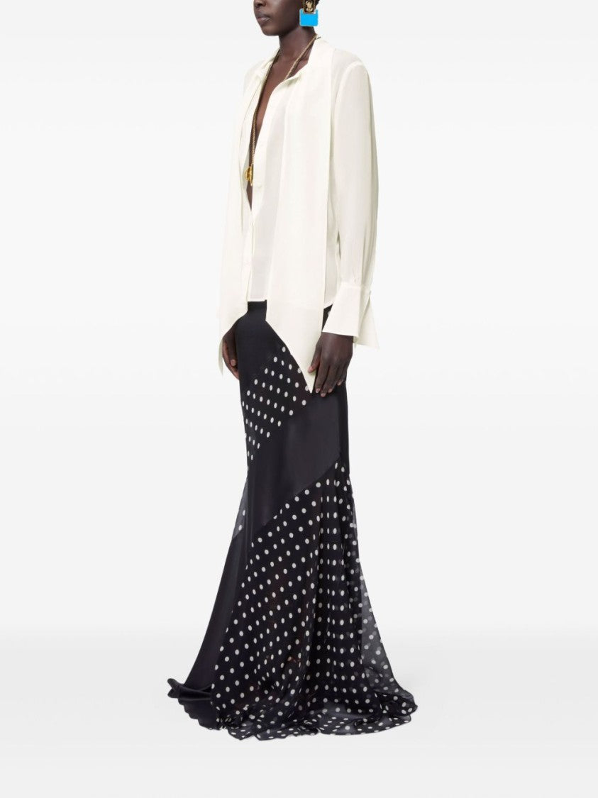 Nina Ricci Cream Silk Blouse With Tie Neck