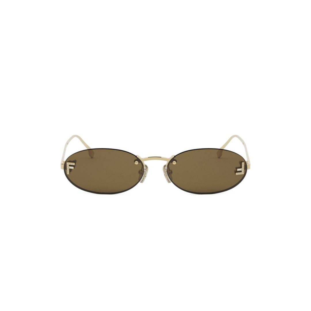 Fendi Oval-Shaped Gold-Finished Sunglasses With Decorative Logo Detail