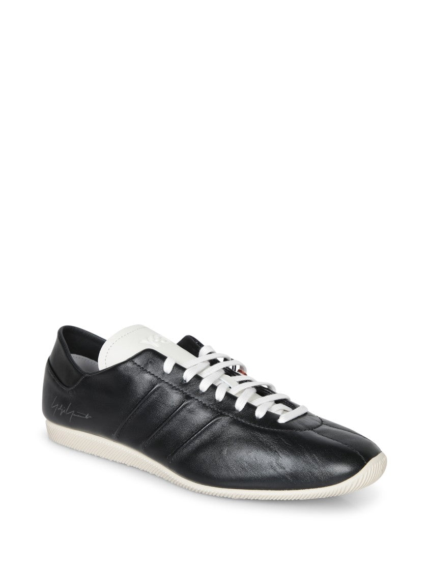 Adidas Refined Black Leather Sneakers With Signature Detail