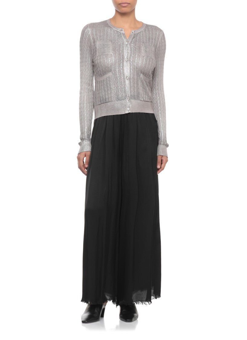 Avant Toi Silver Cotton Crewneck Cardigan