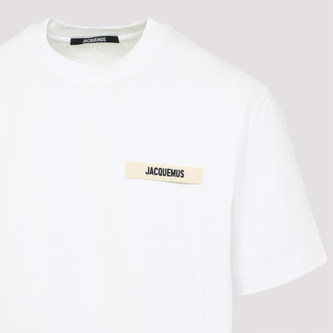 Jacquemus Refined White Cotton T-Shirt With Logo Patch