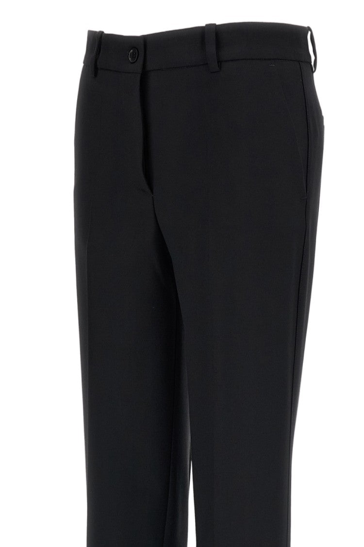 Parosh Black Stretch Wool Straight-Leg Pants