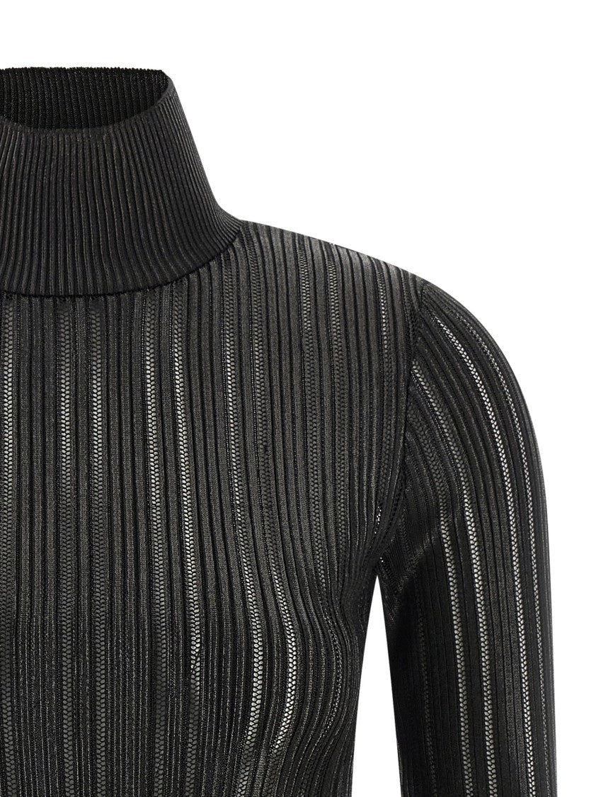 Elisabetta Franchi High Neck Fitted Tricot Sweater
