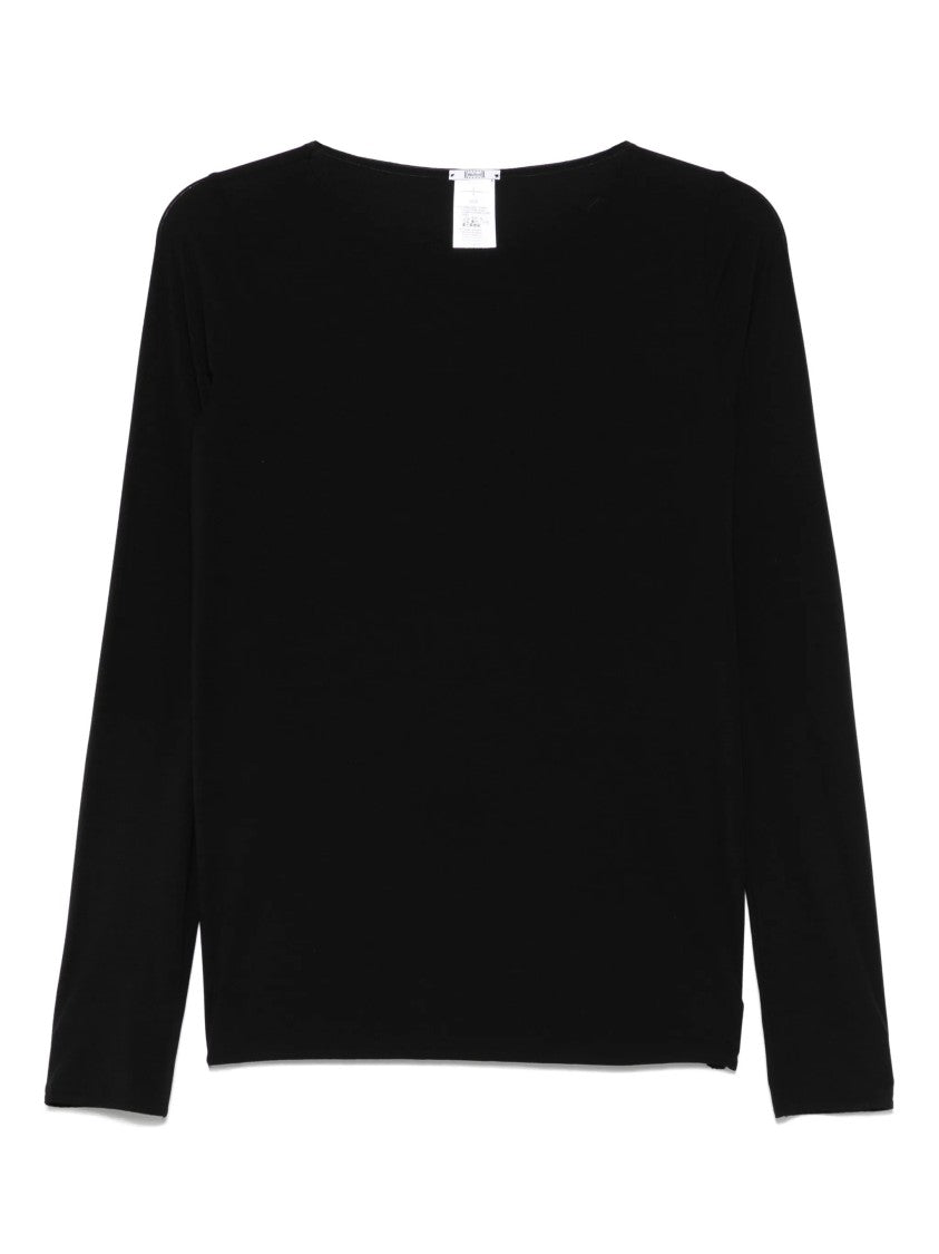 Wolford Black Pure Top Fitted Boat Neck Top