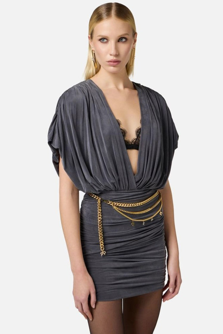 Elisabetta Franchi Mini Dress With Deep V-Neckline