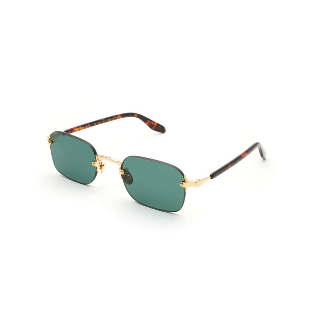 Gast Domsa Rectangular Gold-Toned Sunglasses With Tortoiseshell Temple Tips