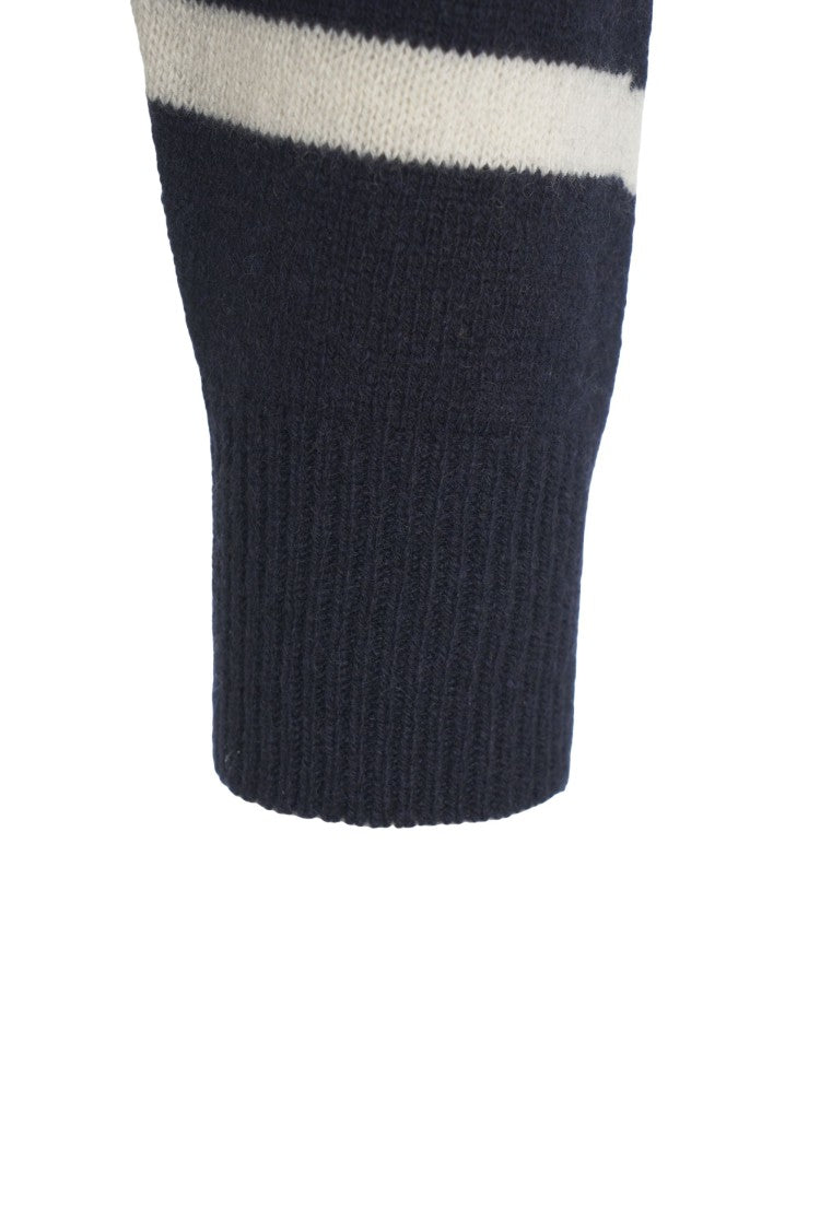 Jucca Horizontal Stripe Knit Sweater With Round Neckline And Ribbed Finish