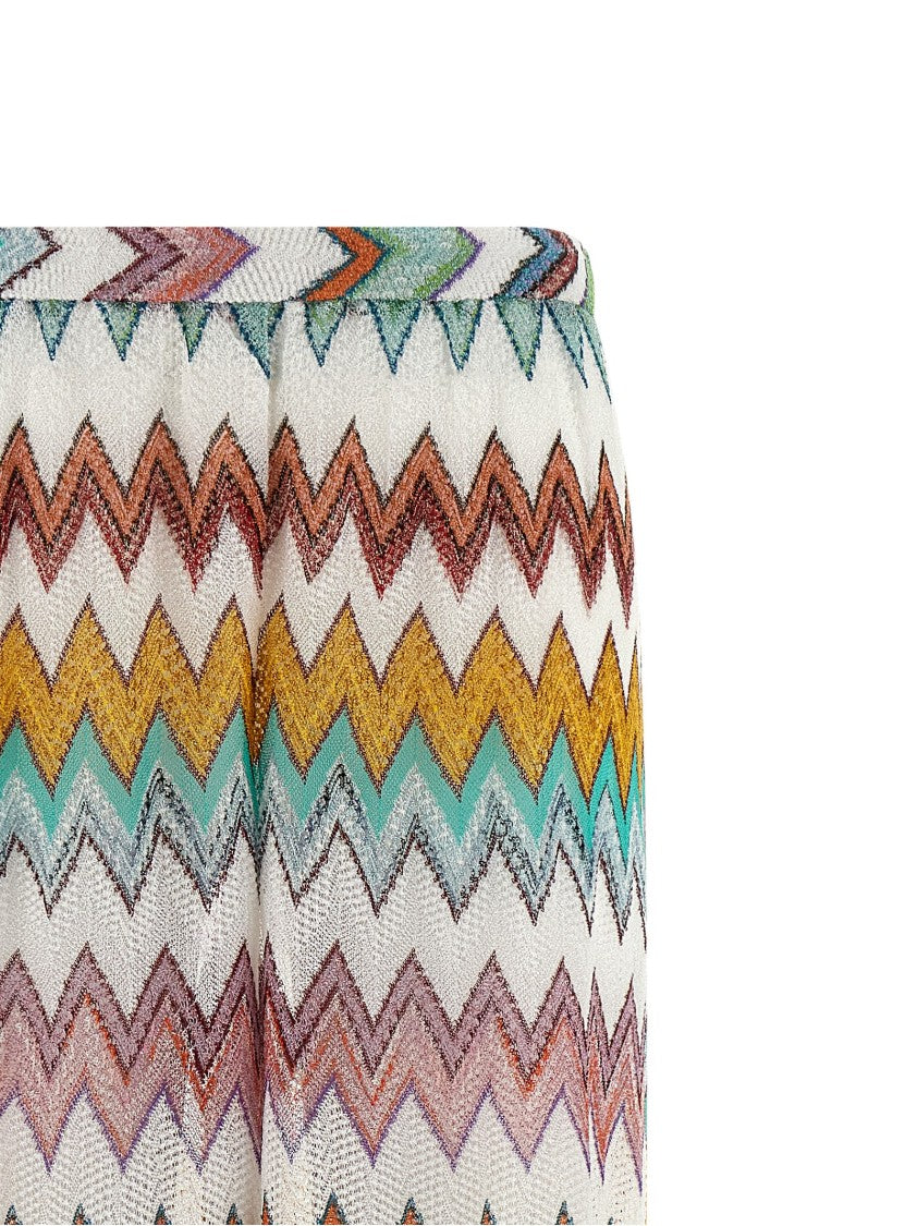 Missoni Wide-Legged Zigzag Patterned Pants With Shimmering Lamé Effect