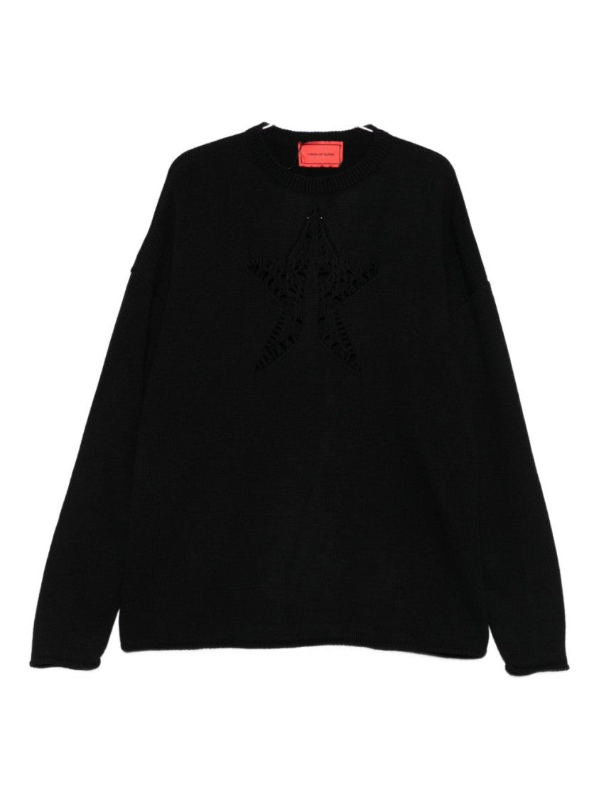 Vision Of Super Star-Cutout Black Sweatshirt With Unisex Fit