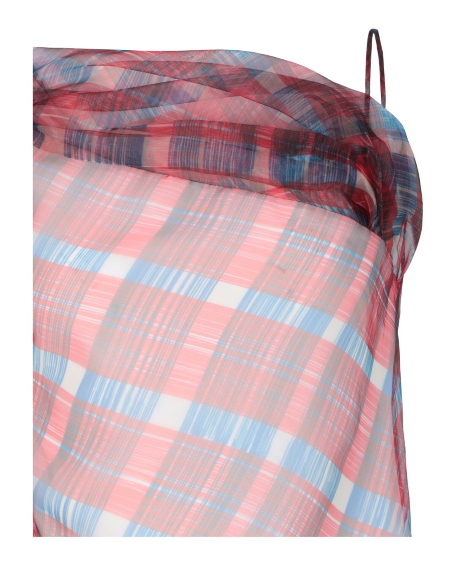 Ferragamo Plaid Asymmetrical Midi Dress