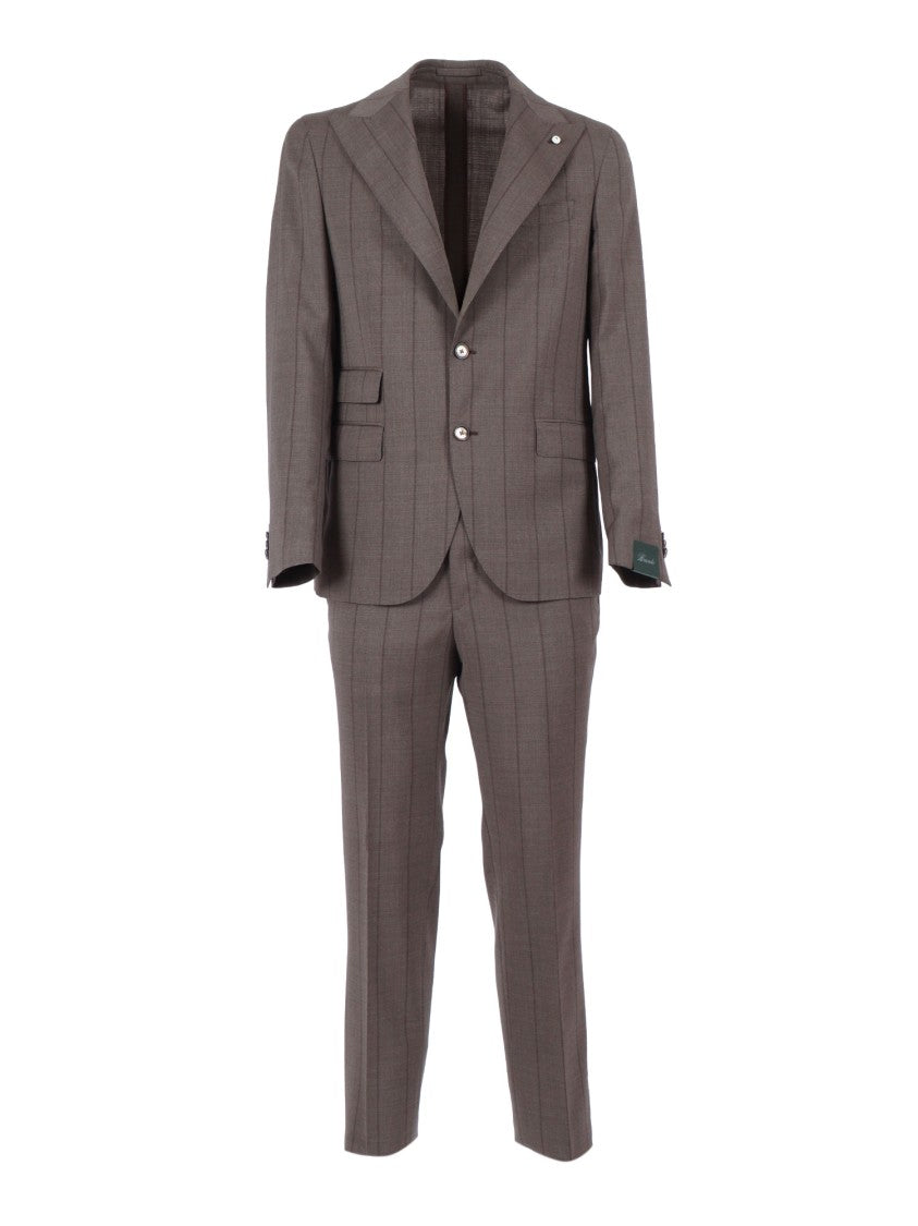 Brando-Lubiam Brown Virgin Wool Pinstripe Suit