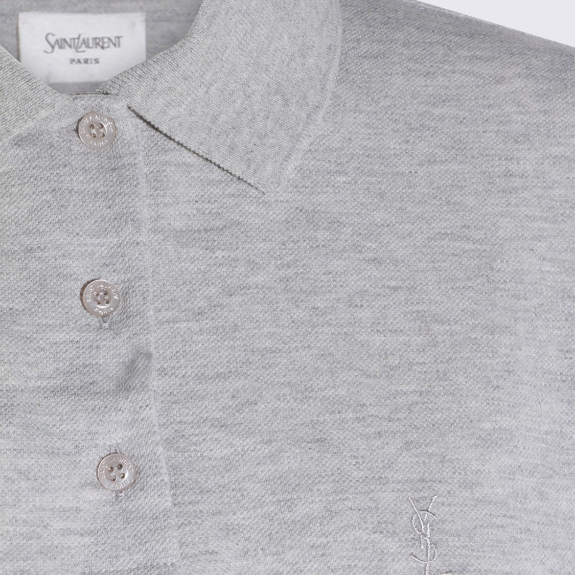 Saint Laurent Grey Cotton Polo Shirt