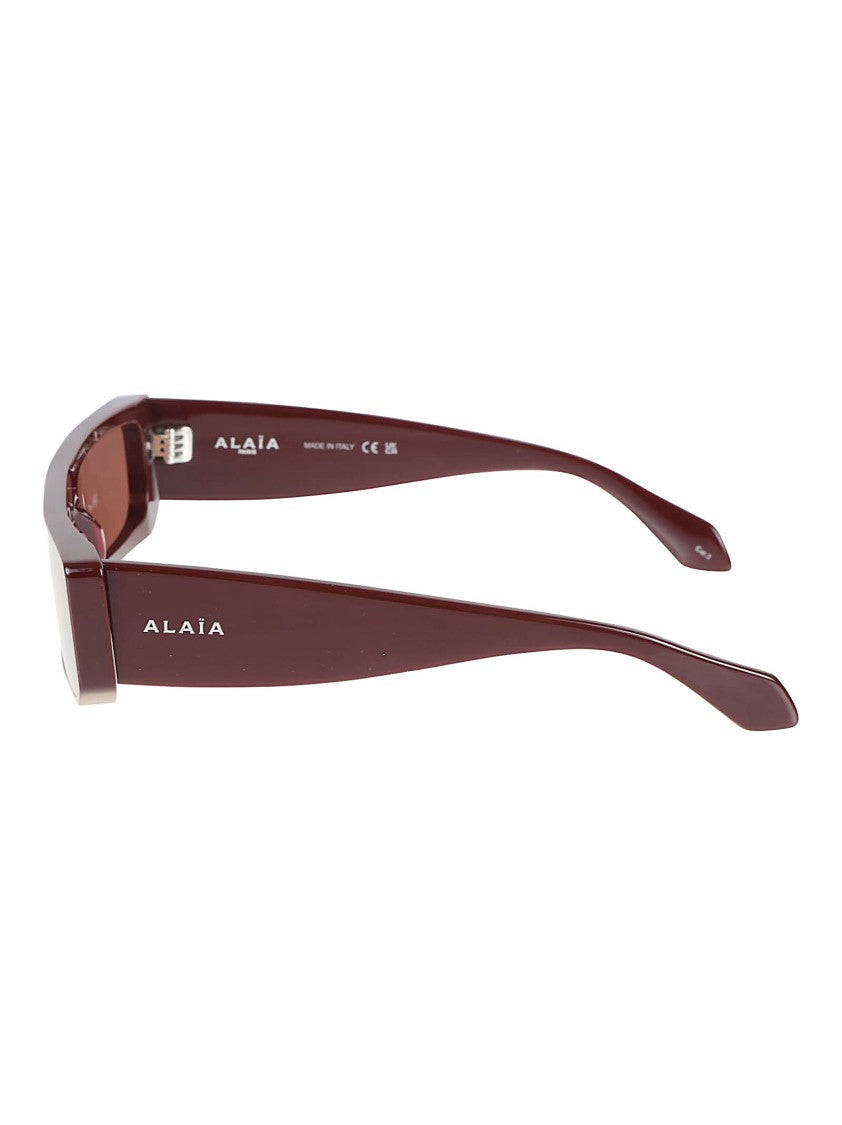 Alaïa Rectangular Deep Burgundy Acetate Sunglasses With Tinted Lenses