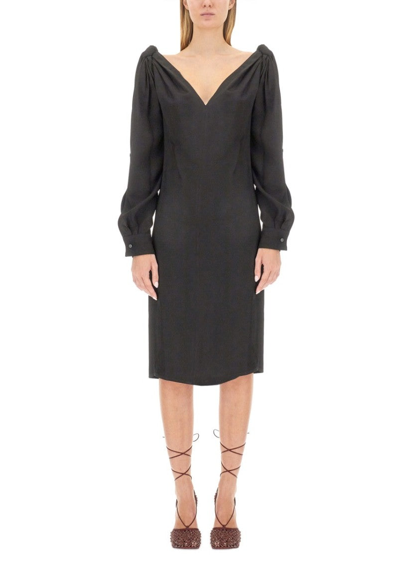Bottega Veneta Viscose Midi Dress With Flowing Silhouette