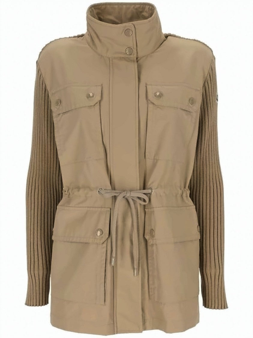 Moncler Structured Front Jacket With Ribbed Knit Sleeves