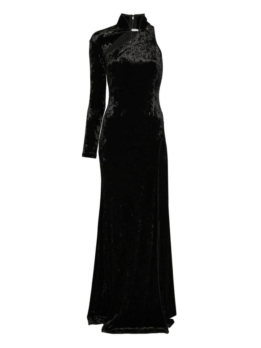Versace Jeans Couture Asymmetrical Black Velvet Evening Dress